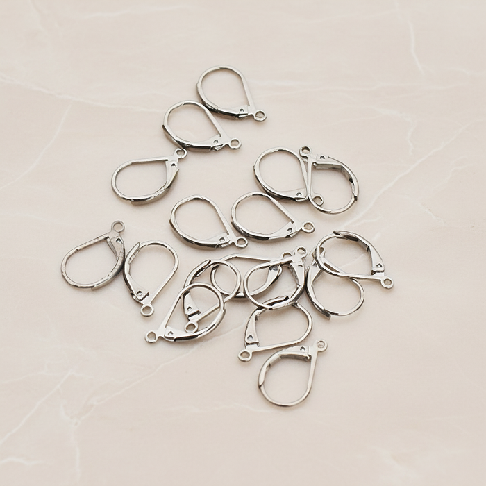 Large Leverback Ear Hook, 8 Pc - Glossy Gun Metal (ER.658-02)