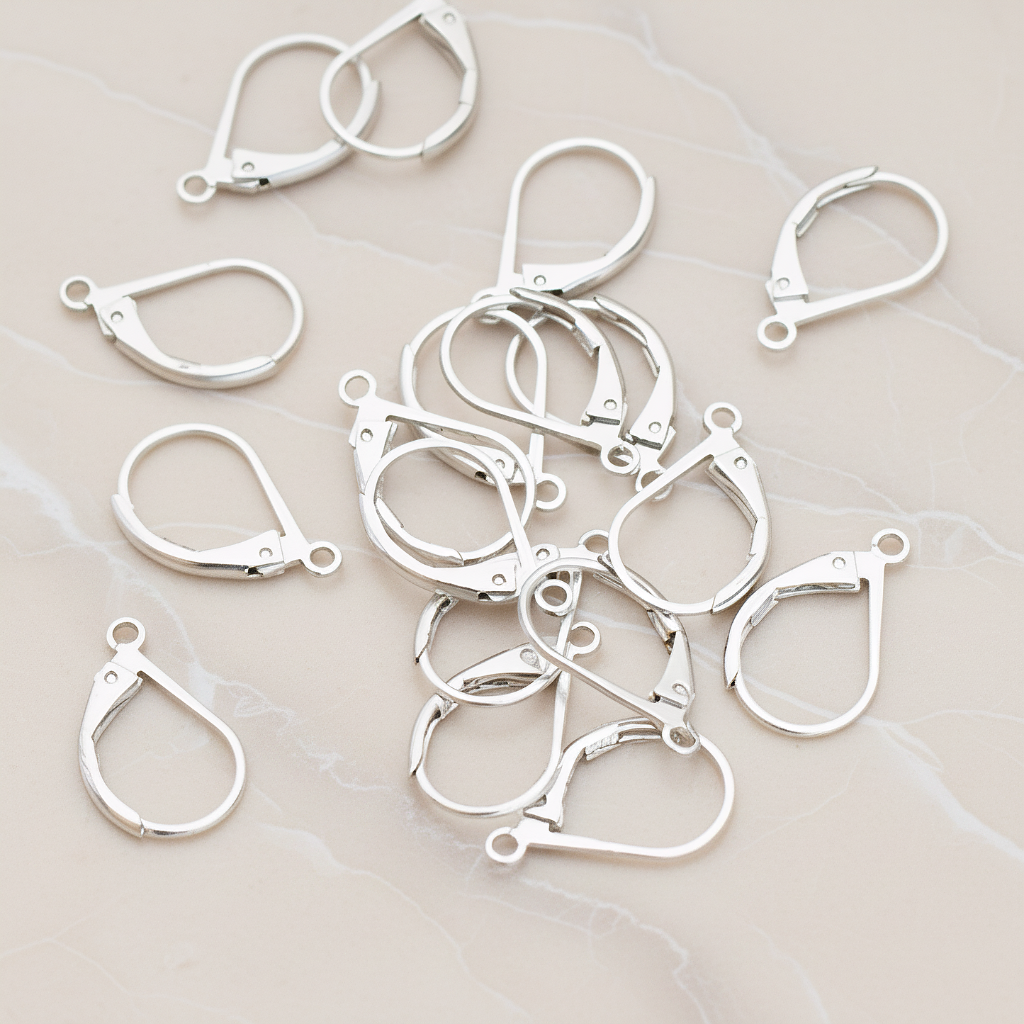Large Leverback Ear Hook, 8 Pc - Matte Original Rhodium (ER.658-02)