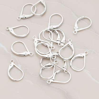 Large Leverback Ear Hook, 8 Pc - Matte Original Rhodium (ER.658-02)