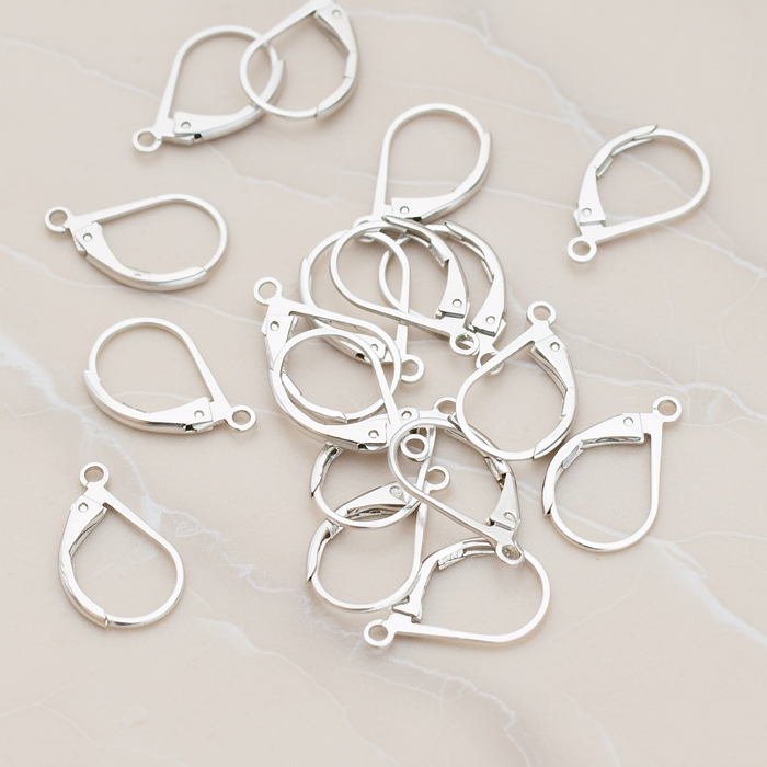 Large Leverback Ear Hook, 8 Pc - Matte Original Rhodium (ER.658-02)