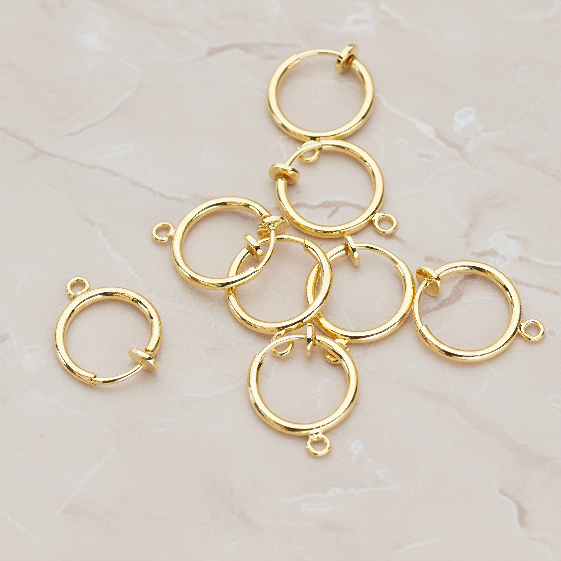 Round Hoop Earwire for Non-Pierced Clip-On Hoops, 8 Pc - Glossy Gold (ER.659)