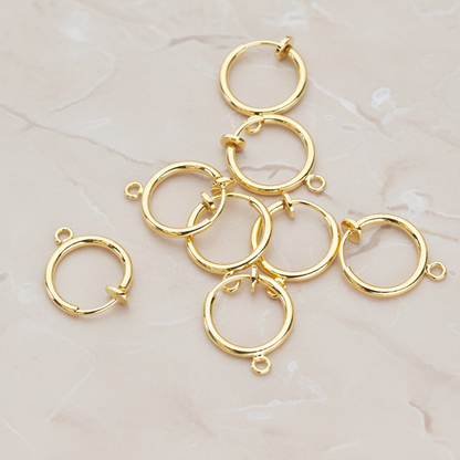 Round Hoop Earwire for Non-Pierced Clip-On Hoops, 8 Pc - Glossy Gold (ER.659)