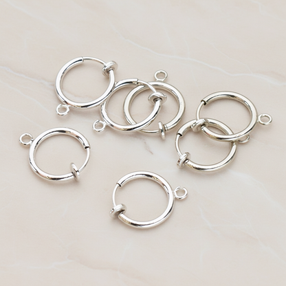 Round Hoop Earwire for Non-Pierced Clip-On Hoops, 8 Pc - Glossy Original Rhodium (ER.659)