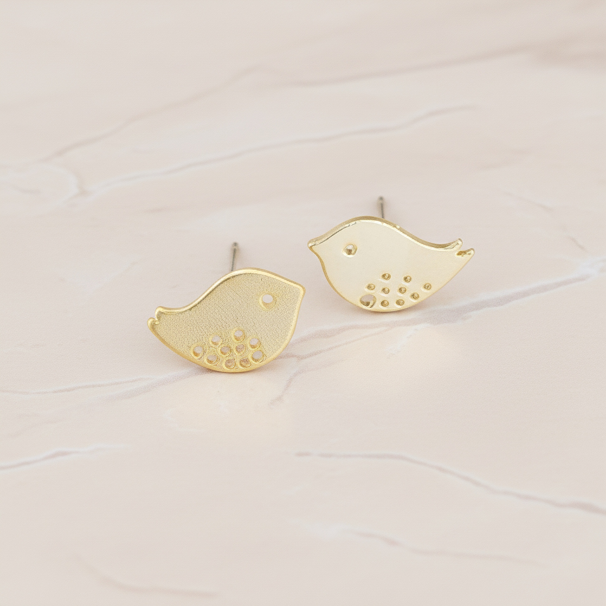 Sparrow Bird Ear Post, 2 Pc - Matte Gold (ER.722)