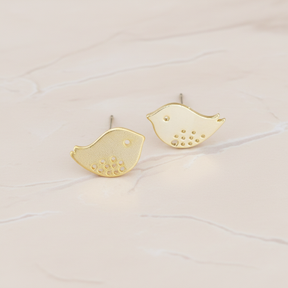 Sparrow Bird Ear Post, 2 Pc - Matte Gold (ER.722)