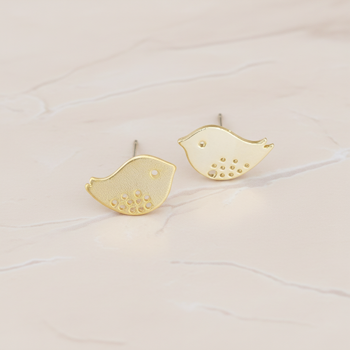 Sparrow Bird Ear Post, 2 Pc - Matte Gold (ER.722)
