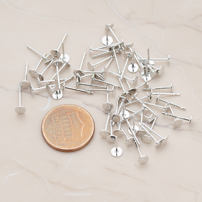 Round Pad with 925 Sterling Silver Ear Post, 12 Pc - detail view 1 (ER.873)