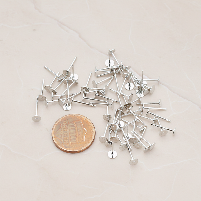 Round Pad with Rhodium Plated Ear Post, 8 Pc (ER.874)