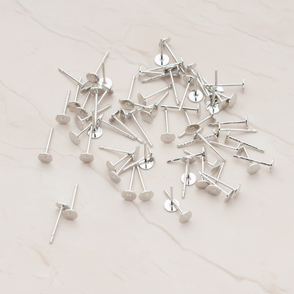 Round Pad with Rhodium Plated Ear Post, 8 Pc (ER.874)