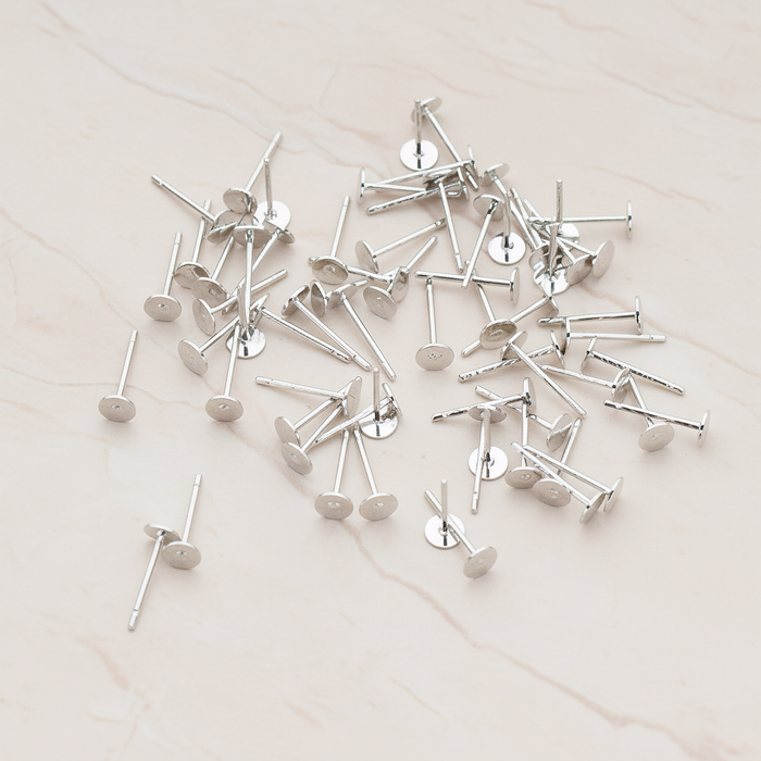 Round Pad with Rhodium Plated Ear Post, 8 Pc (ER.874)