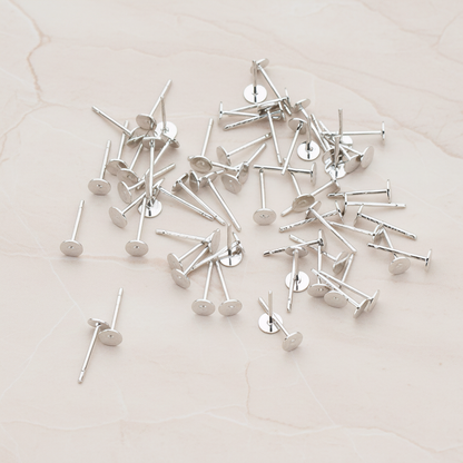 Round Pad with 925 Sterling Silver Ear Post, 12 Pc - 4mm (ER.873)