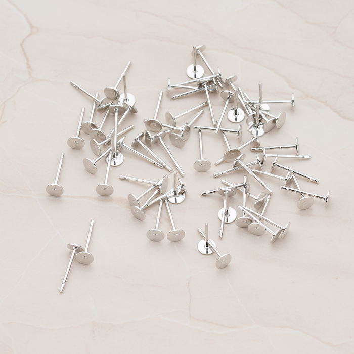Round Pad with 925 Sterling Silver Ear Post, 12 Pc - 4mm (ER.873)