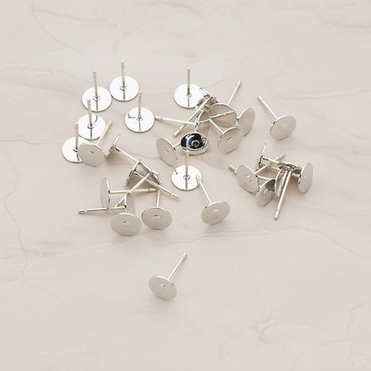 Round Pad with 925 Sterling Silver Ear Post, 12 Pc (ER.873)