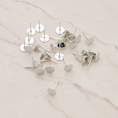 Round Pad with Rhodium Plated Ear Post, 8 Pc (ER.874)