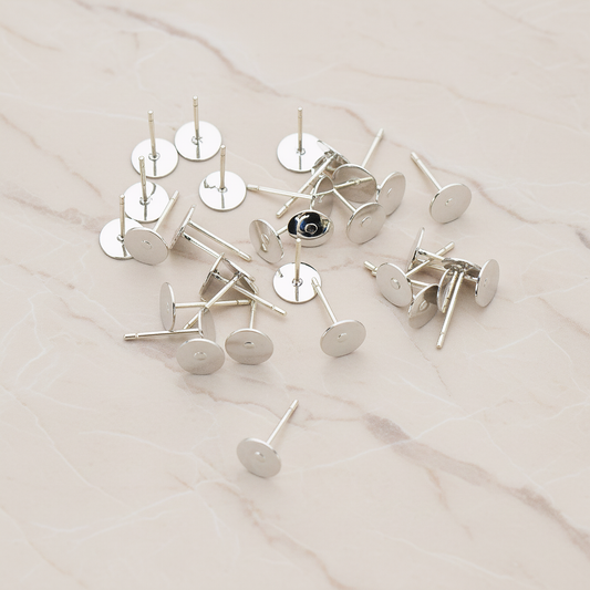Round Pad with Rhodium Plated Ear Post, 8 Pc (ER.874)