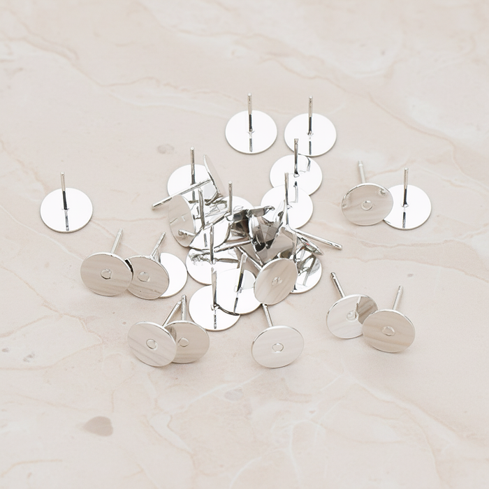 Round Pad with Titanium Ear Post, 12 Pc - 8mm (ER.872)