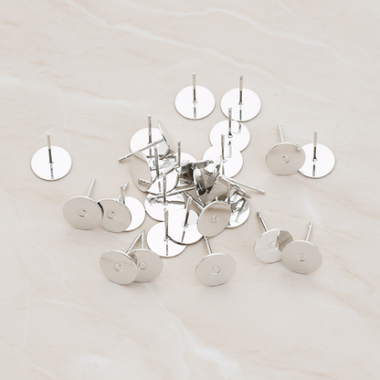 Round Pad with Rhodium Plated Ear Post, 8 Pc (ER.874)