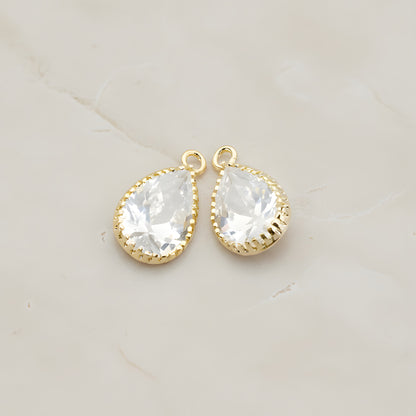 Teardrop Framed Glass Pendant, 2 Pc (FS.017)
