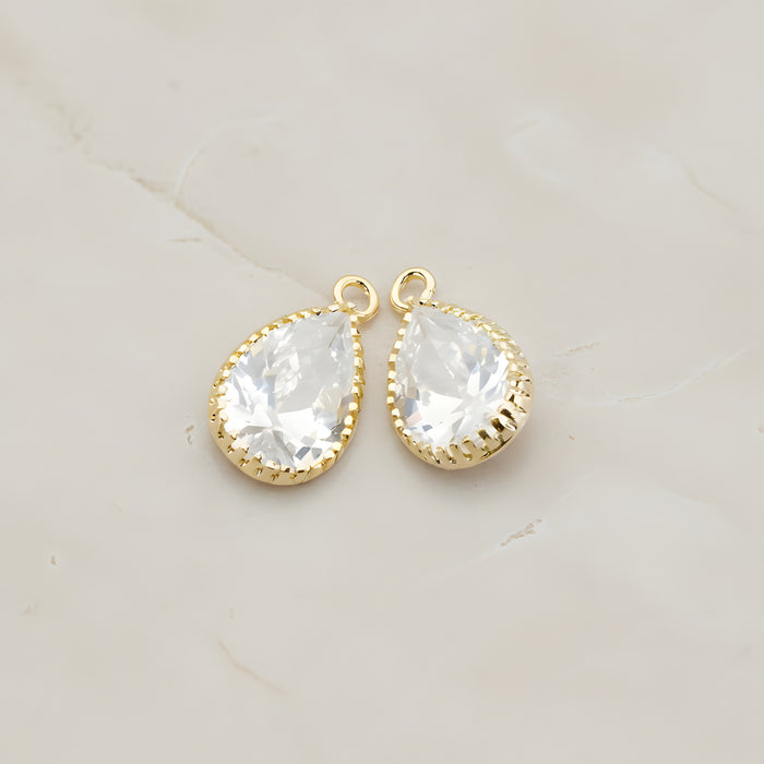 Teardrop Framed Glass Pendant, 2 Pc (FS.017)