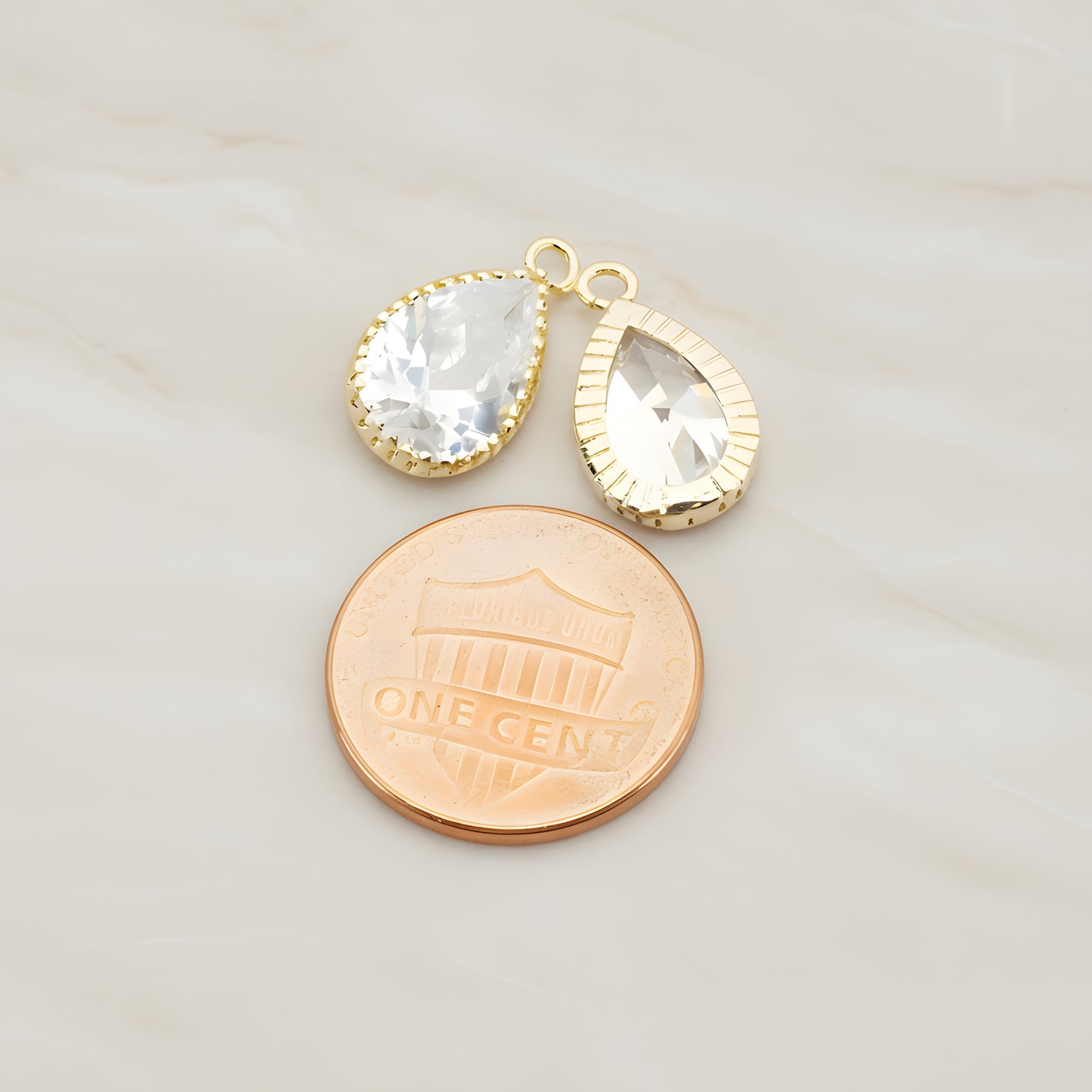 Teardrop Framed Glass Pendant, 2 Pc (FS.017)