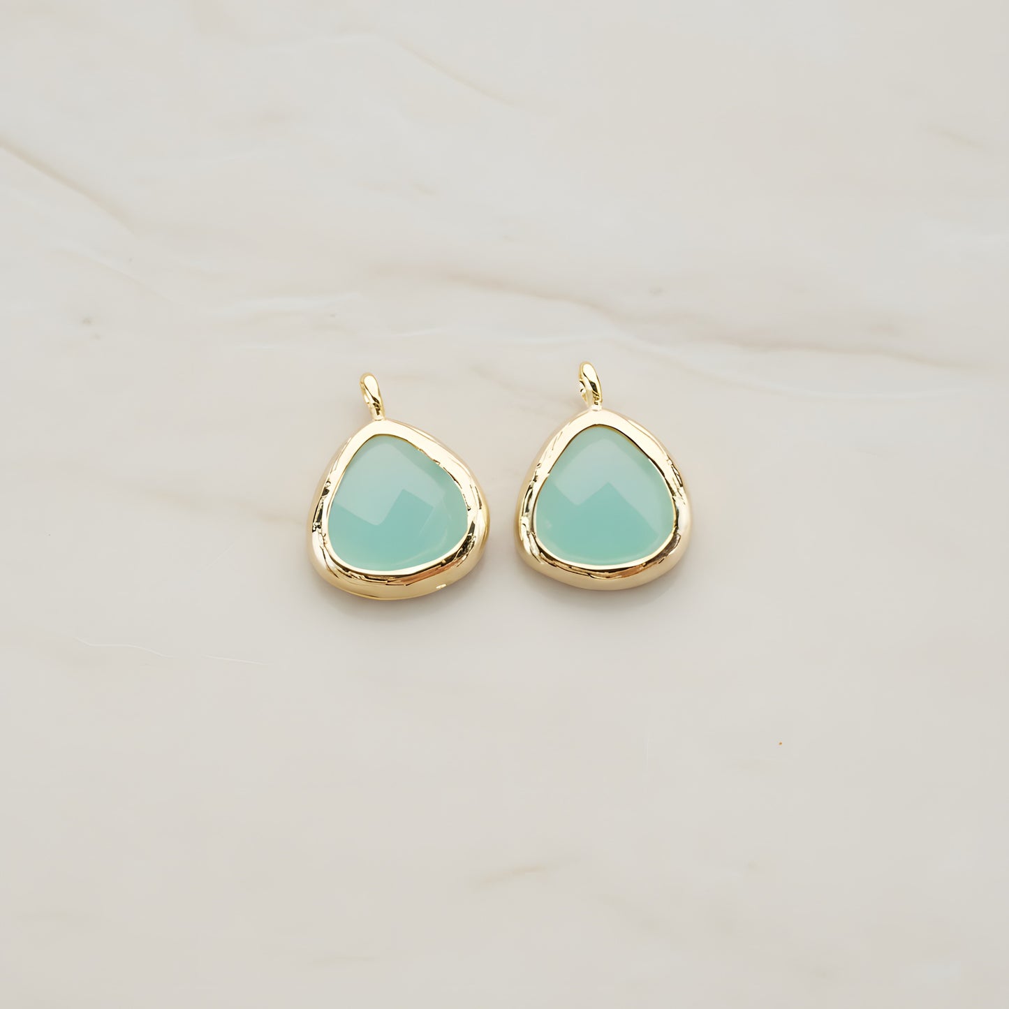 Triangle Nugget Framed Glass Pendant, 2 Pc (FS.123)