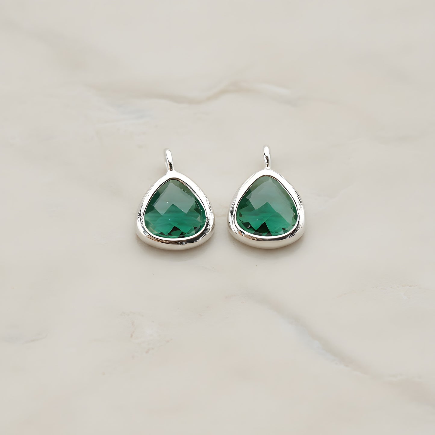 Triangle Nugget Framed Glass Pendant, 2 Pc (FS.123)