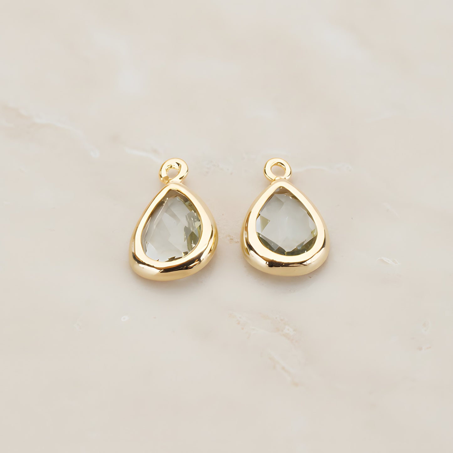 Teardrop Framed Glass Pendant, 2 Pc (FS.129)