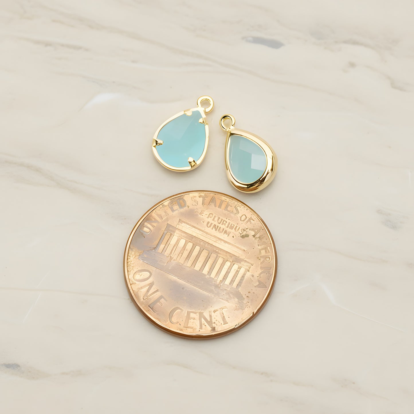 Teardrop Framed Glass Pendant, 2 Pc (FS.129)