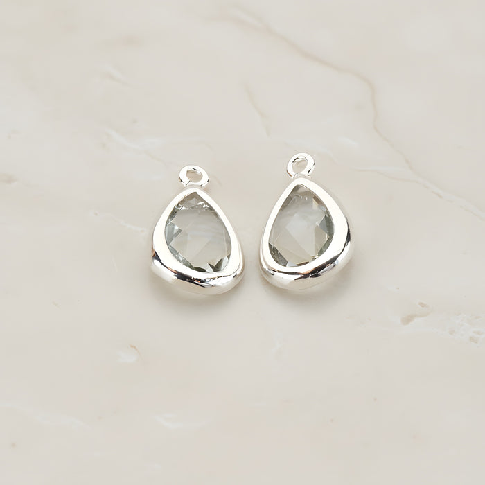 Teardrop Framed Glass Pendant, 2 Pc (FS.129)
