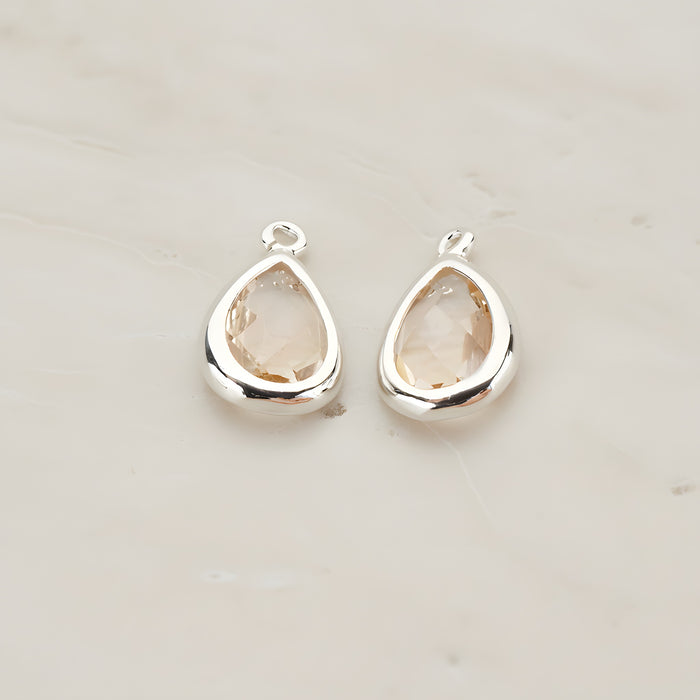 Teardrop Framed Glass Pendant, 2 Pc (FS.129)
