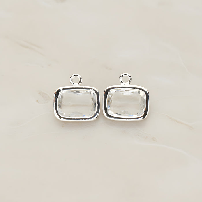 Rounded Rectangle Framed Glass Pendant, 2 Pc (FS.130)