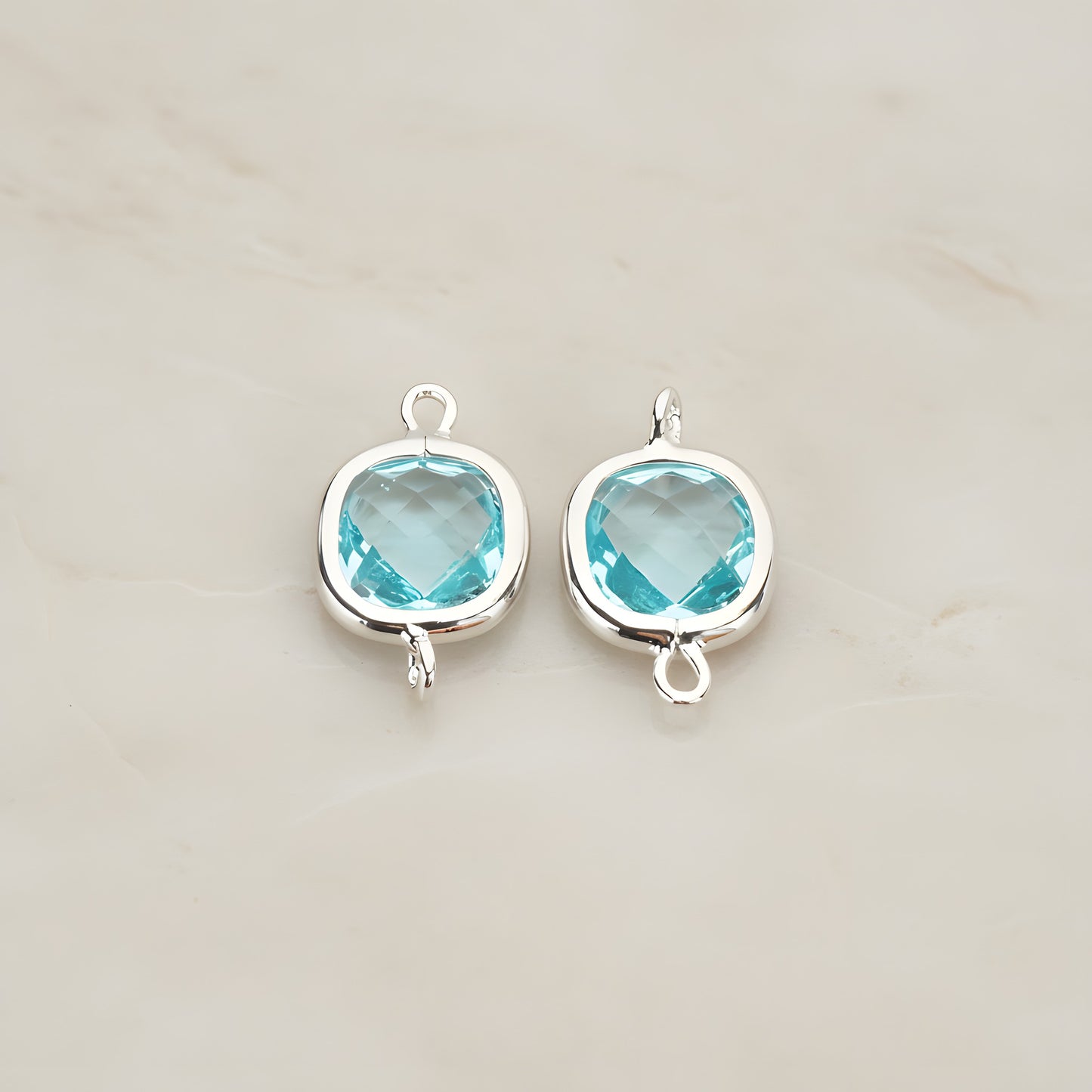 Cushion Framed Glass Pendant & Connector, 2 Pc (FS.146)