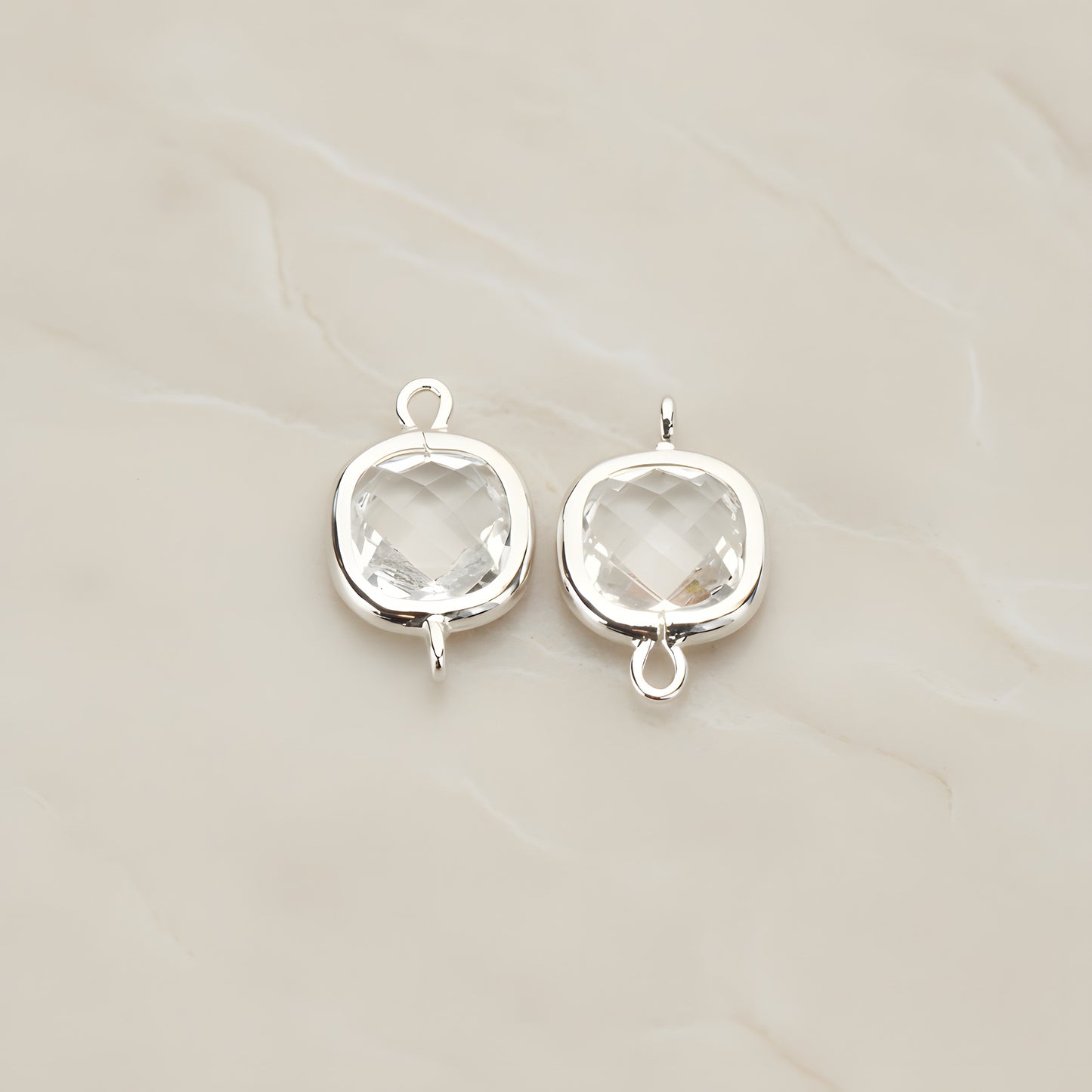 Cushion Framed Glass Pendant & Connector, 2 Pc (FS.146)