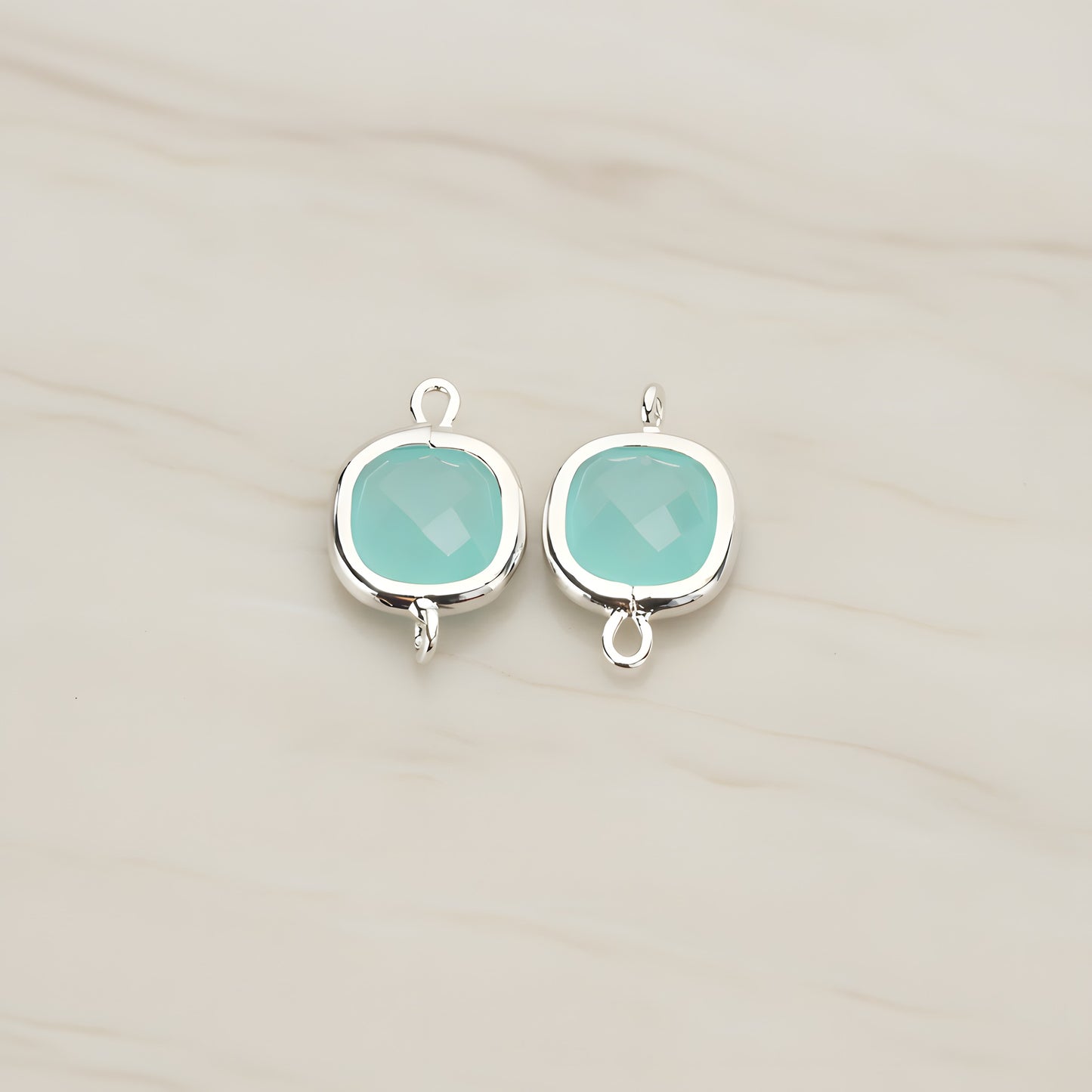 Cushion Framed Glass Pendant & Connector, 2 Pc (FS.146)
