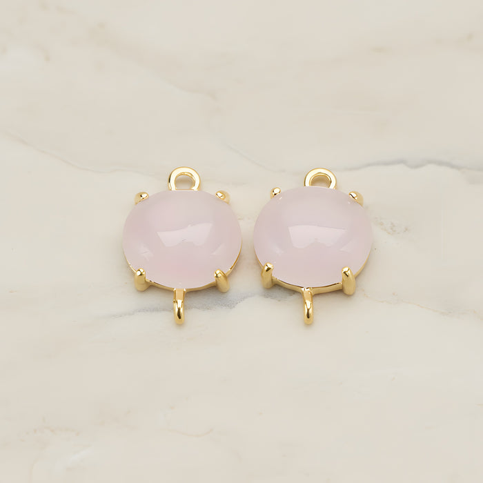 Oval Framed Glass Pendant, 2 Pc (FS.243)