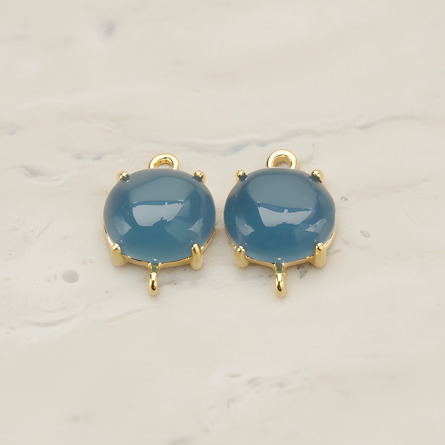 Oval Framed Glass Pendant, 2 Pc (FS.243)
