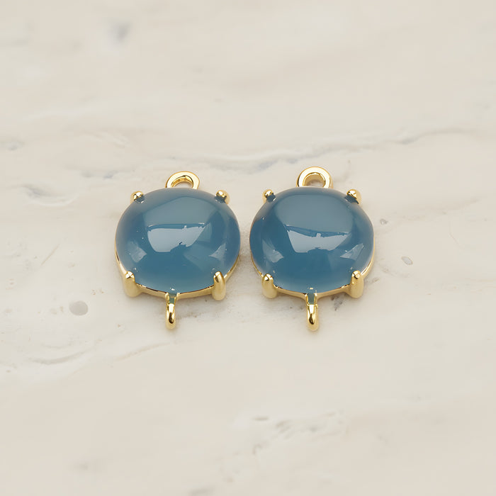 Oval Framed Glass Pendant, 2 Pc (FS.243)