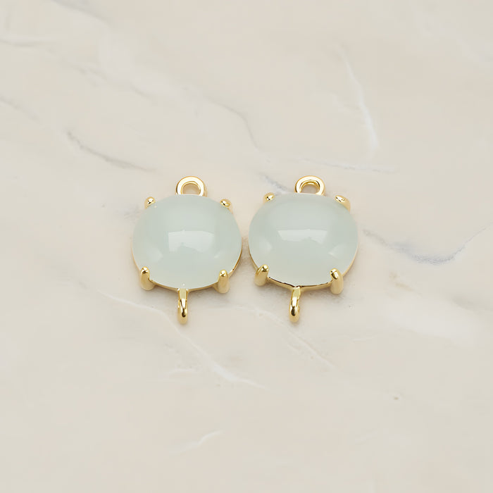 Oval Framed Glass Pendant, 2 Pc (FS.243)