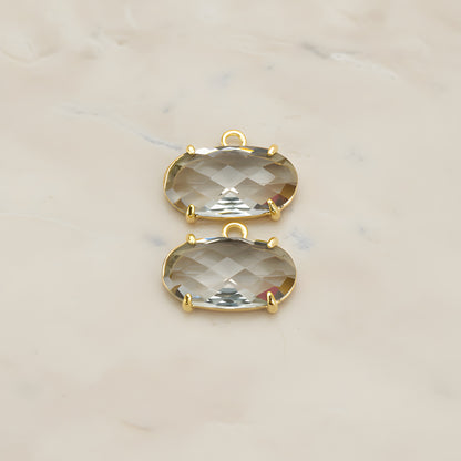 Oval Framed Glass Pendant, 2 Pc (FS.246-01)