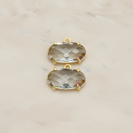 Oval Framed Glass Pendant, 2 Pc (FS.246-01)