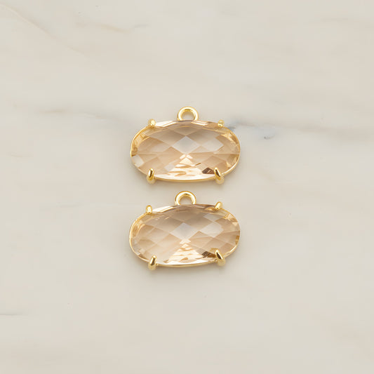 Oval Framed Glass Pendant, 2 Pc (FS.246-01)