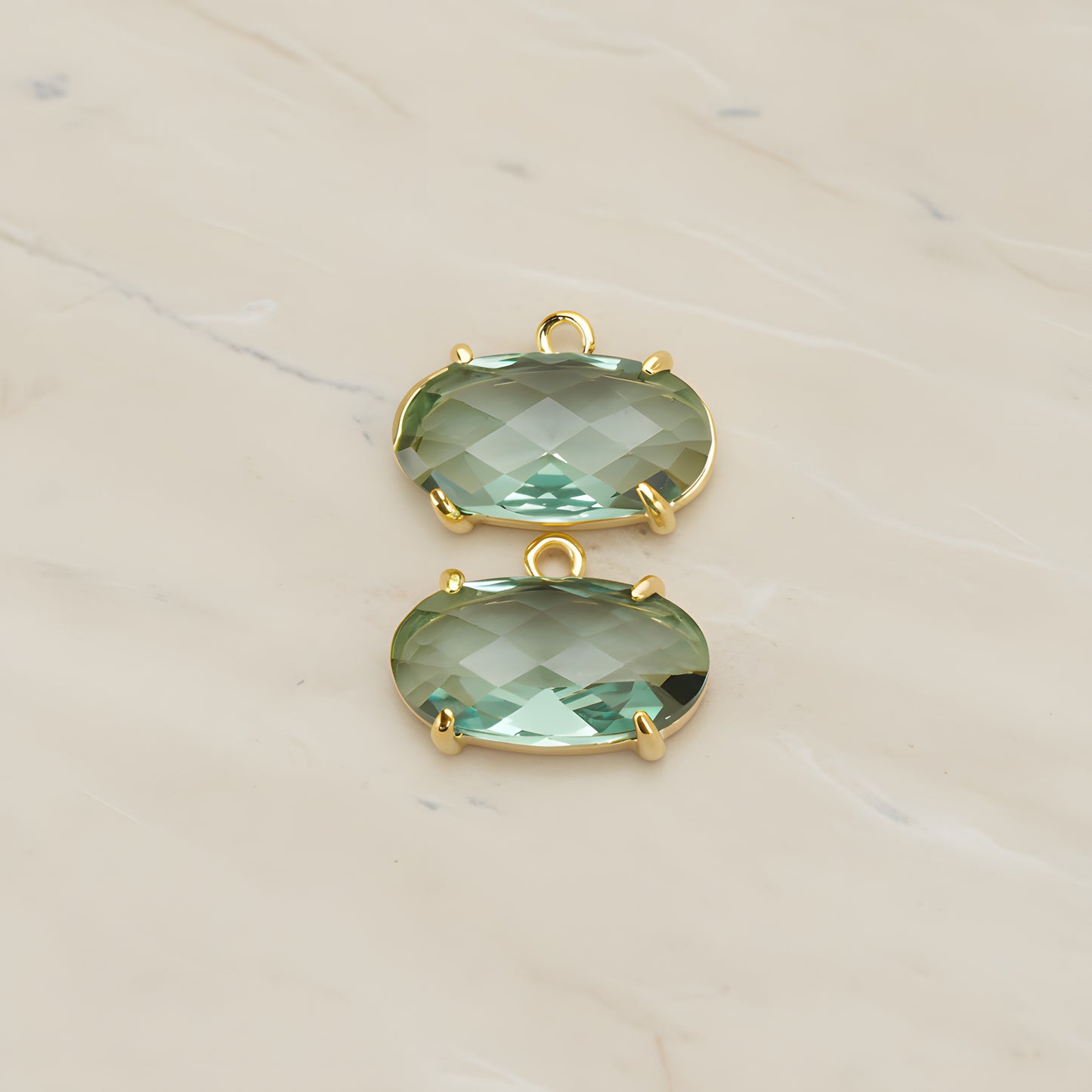 Oval Framed Glass Pendant, 2 Pc (FS.246-01)