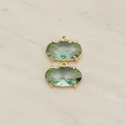 Oval Framed Glass Pendant, 2 Pc (FS.246-01)