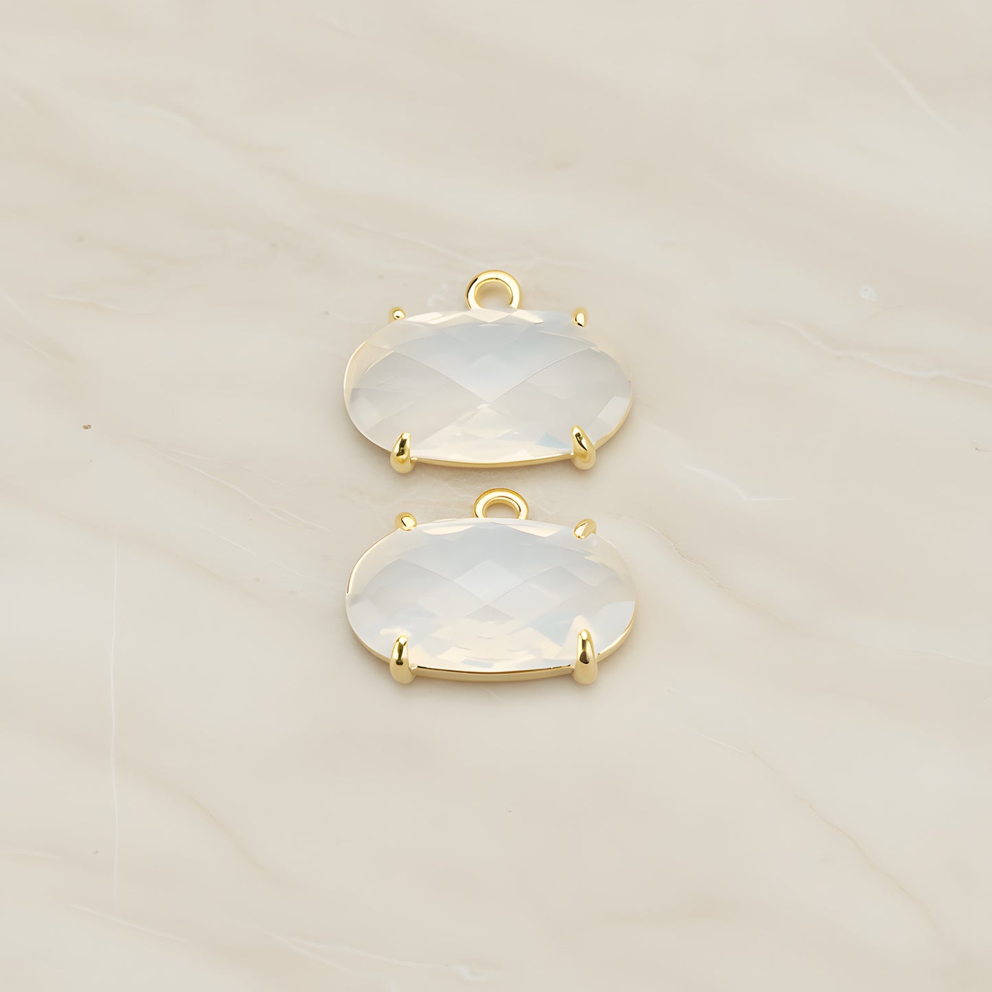 Oval Framed Glass Pendant, 2 Pc (FS.246-01)