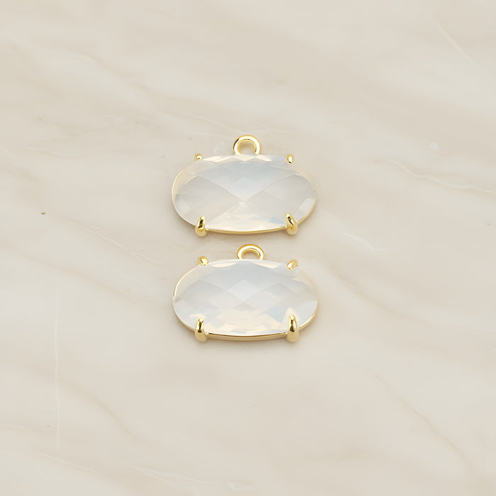 Oval Framed Glass Pendant, 2 Pc (FS.246-01)