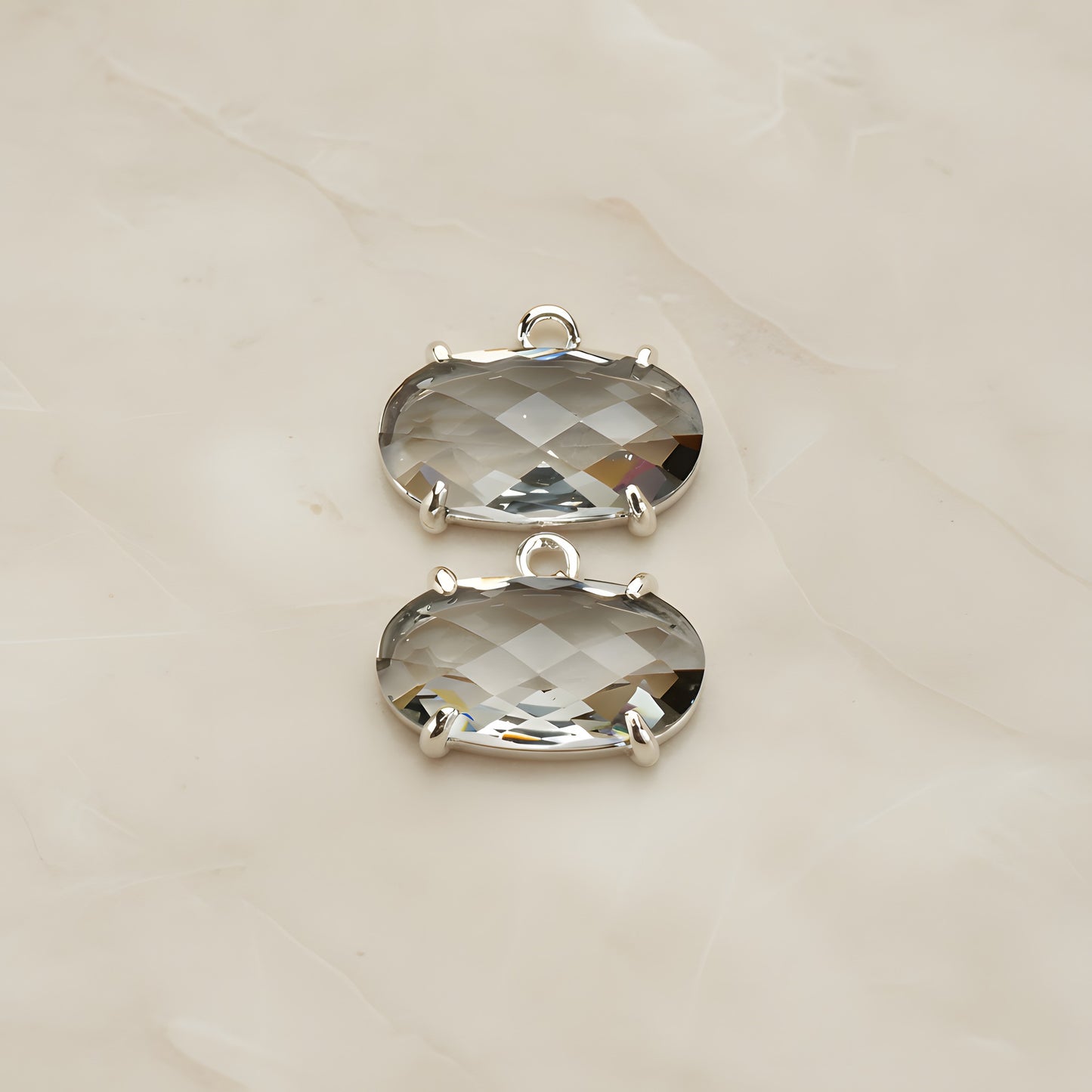 Oval Framed Glass Pendant, 2 Pc (FS.246-01)