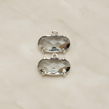 Oval Framed Glass Pendant, 2 Pc (FS.246-01)