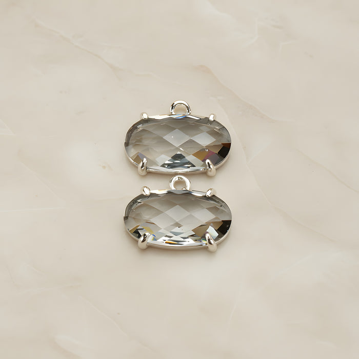 Oval Framed Glass Pendant, 2 Pc (FS.246-01)