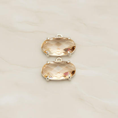Oval Framed Glass Pendant, 2 Pc (FS.246-01)