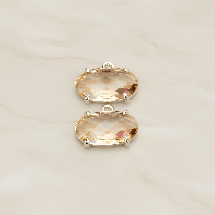 Oval Framed Glass Pendant, 2 Pc (FS.246-01)